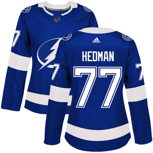 Adidas Lightning #77 Victor Hedman Blue Home Authentic Women's Stitched NHL Jersey